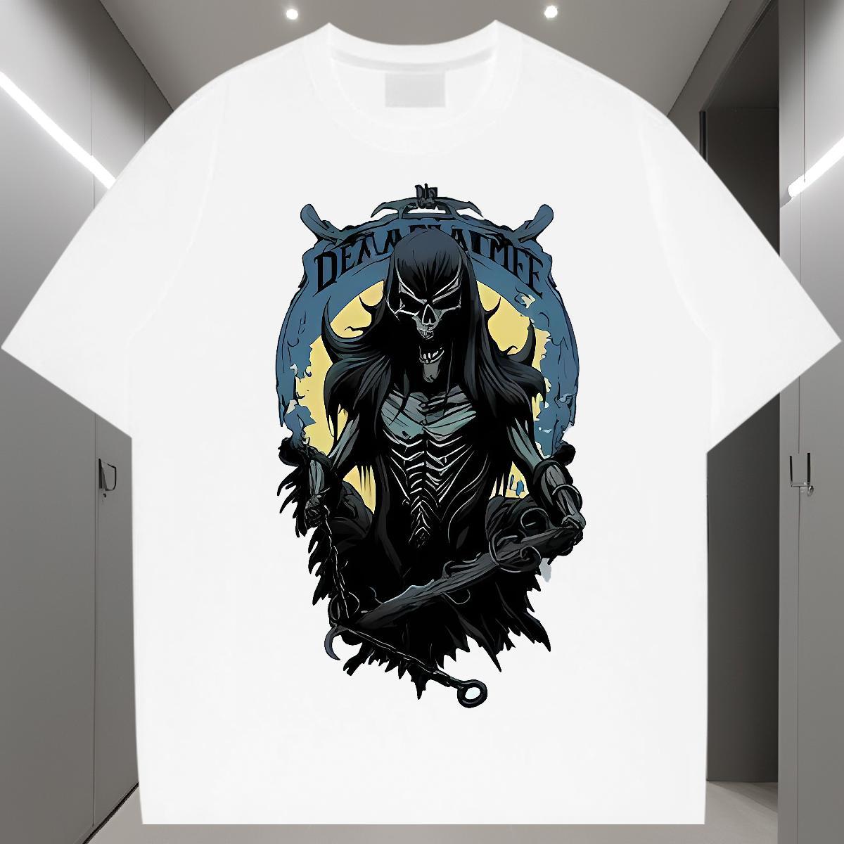 Factory Direct T Shirts Men skull Clothings 100% Cotton 230g Casual Beach Cool Custom Print Plus Size Breathable Short Sleeve Couples T Shirts