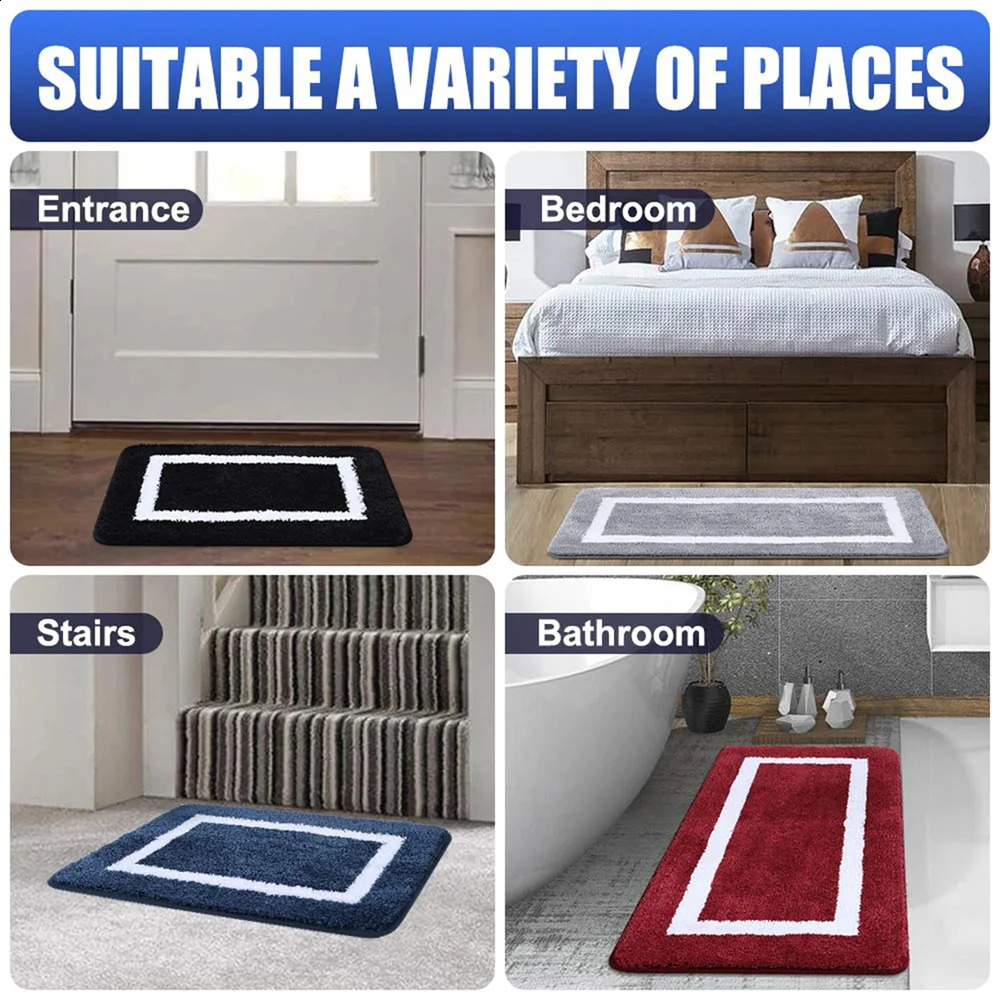 Olanly Absorbent Bath Mat Bathroom Rug Shower Pad NonSlip Bedroom Wash Carpet Soft Thick Living Room Plush Foot Floor Decor 0802 H260226