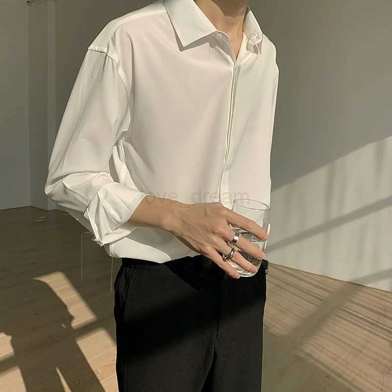 2023 spring summer new fashion casual business mens clothing Solid Color loose Long Sleeve simplicity Commute Korean ShirtXJ240812