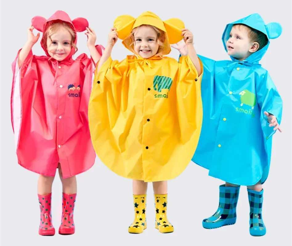 S size Children Poncho Raincoat Kids Boys Cloak Type Rainwear Rain Coat Waterproof Baby Animal Raincoats Student Girls Poncho Y240810