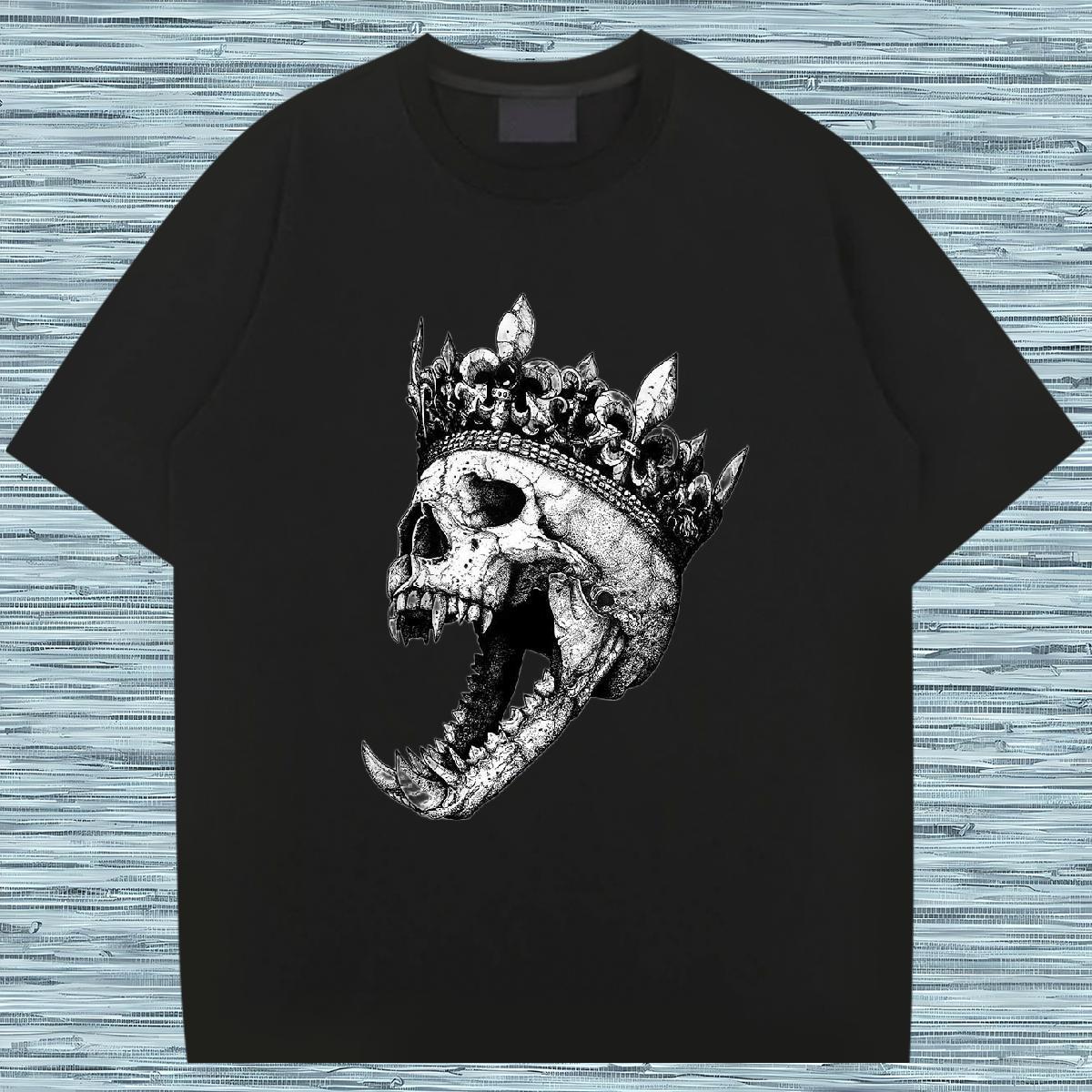 DIY Customized Men T Shirts skull Tees 230g Pure Cotton Street wear Hip Hop Unisex Cartoon Print Breathable Men Tops Tees