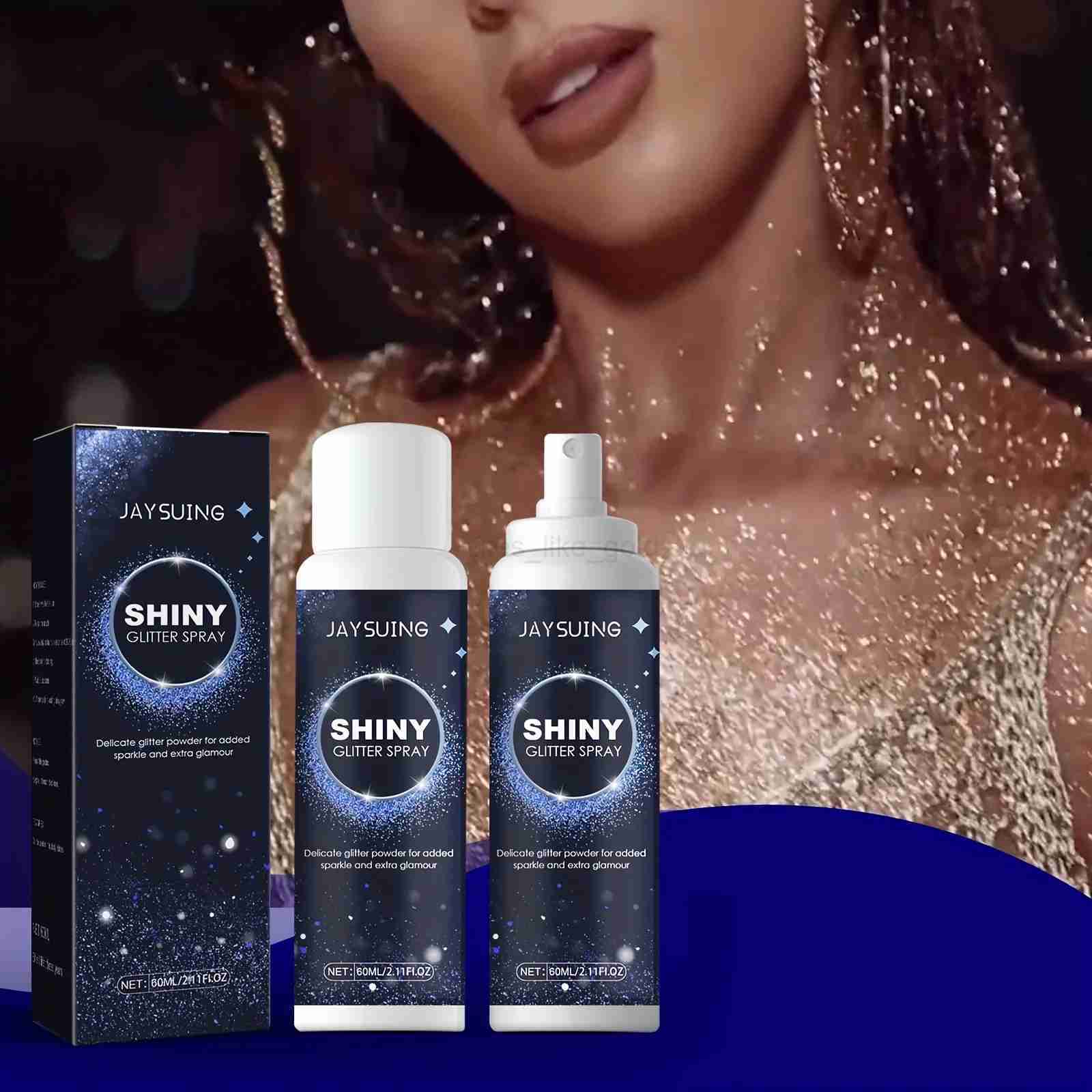 1 radiant silver glitter spray - instant holographic highlight for hair and body - party glitter shimmer makeup W240812
