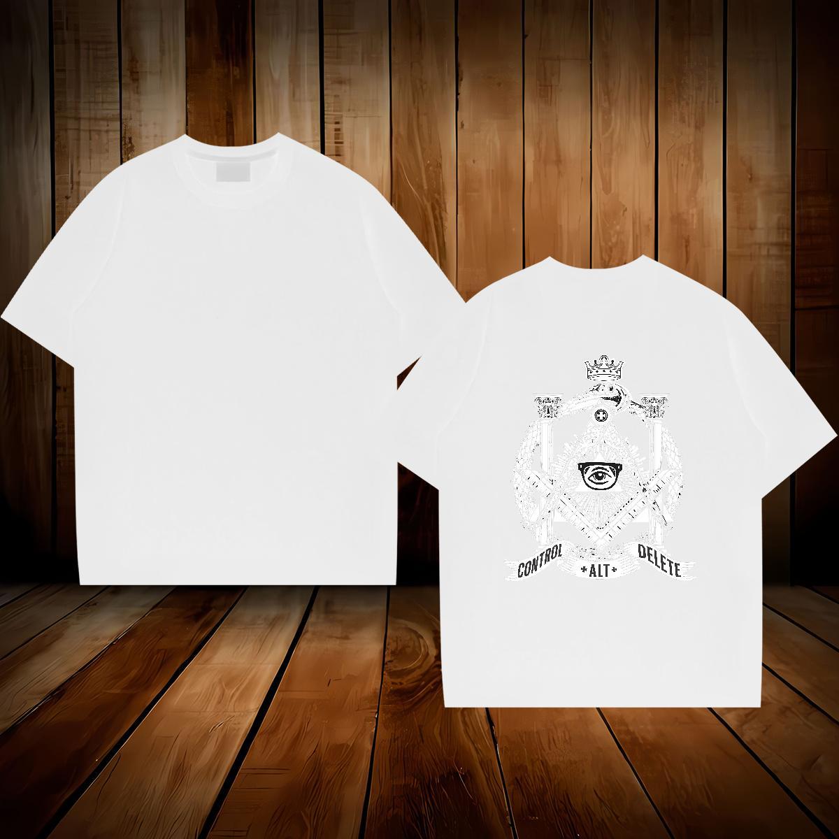 Free Shipping T-Shirts eye of the devil Clothes 230g 100% Cotton High Street Hip Hop Wholesale DIY Logo Oversized Breathable Crew Neck Men Tees