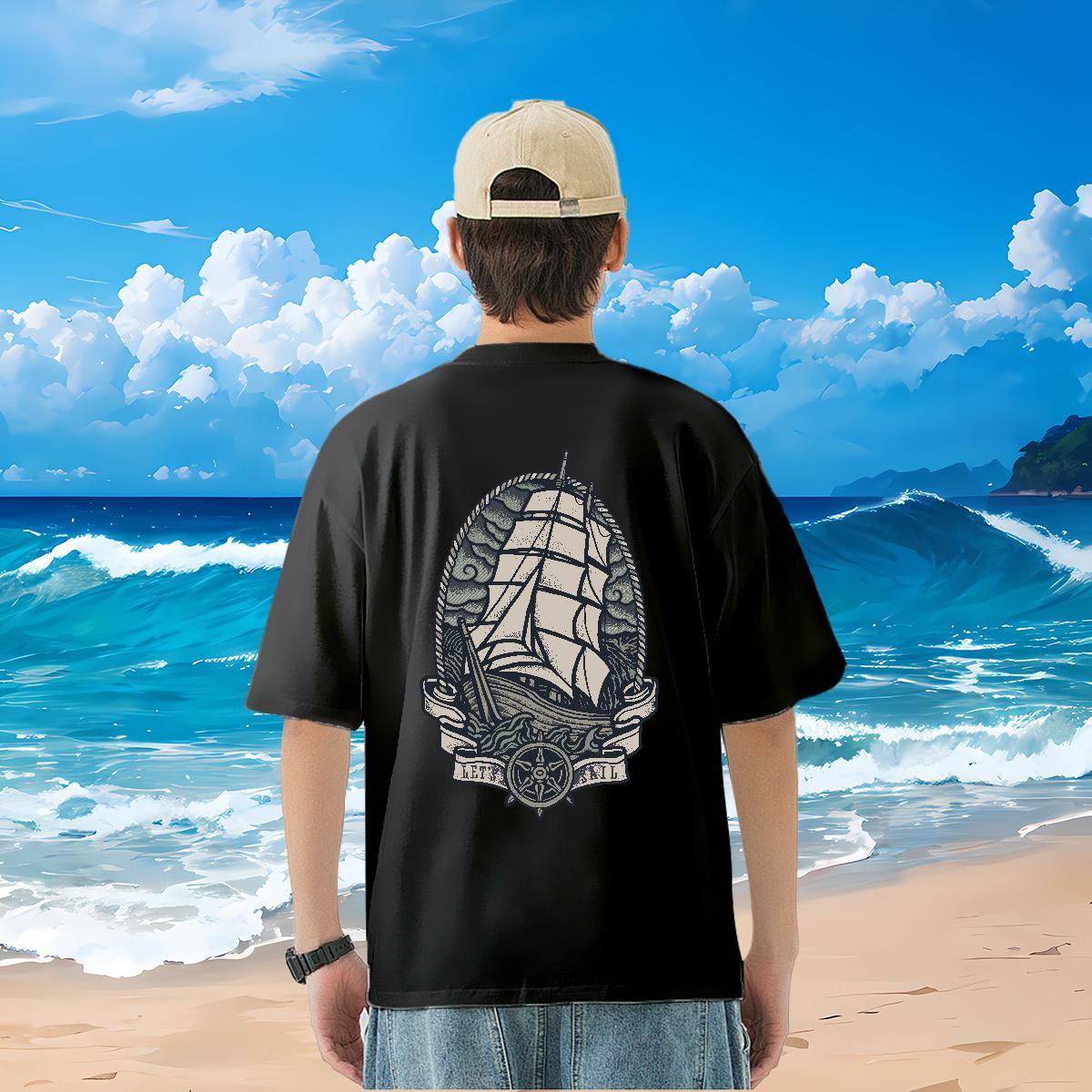 Classic Casual T shirt ship Wear 230g 100% Cotton Daily Outfit Brand DIY Logo Oversized Breathable Crew Neck Mens Tshirts