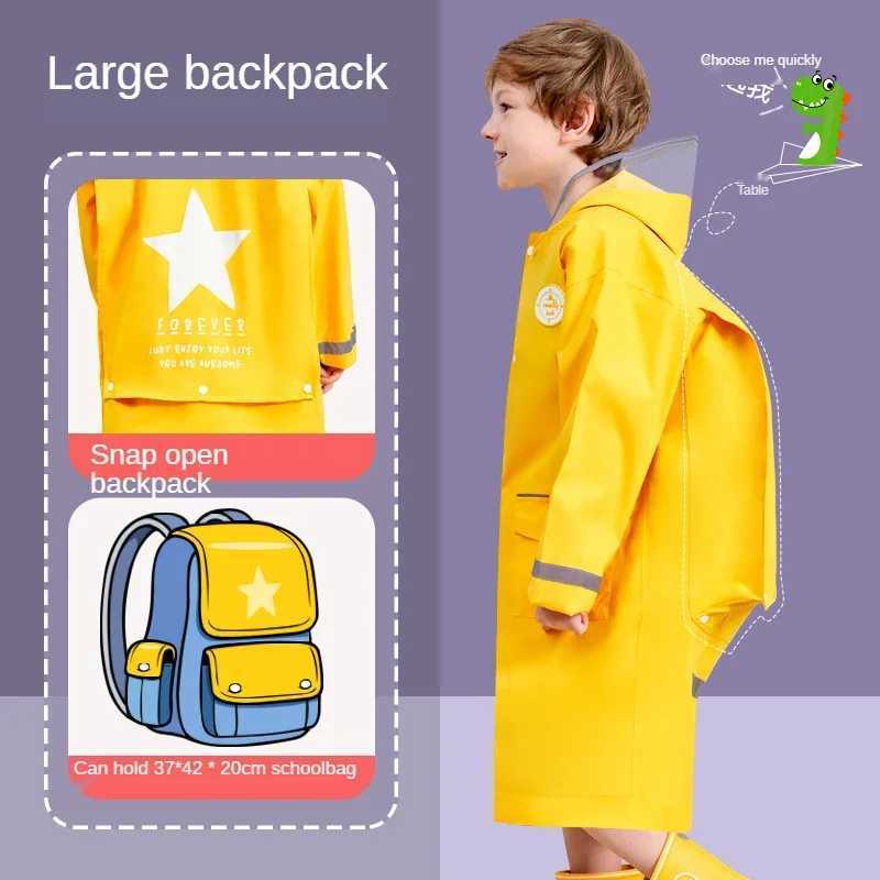 Raincoat Children Rain Poncho Boys Girls Poncho with Schoolbag Child Thickened Windbreaker Raincoat Rain Poncho Y240813