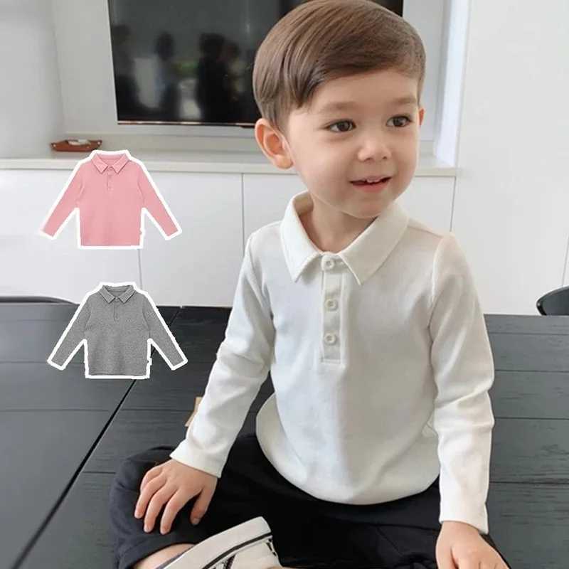 2024 new Boys Polo Shirts Long Sleeve Tops for Kids Solid Color Children T-shirt Cotton Baby Tops Toddler Spring Autumn OutwearXJ241225