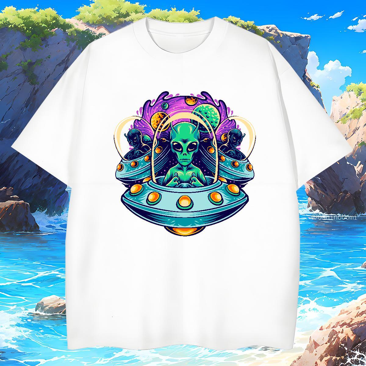 Comfortable Men Clothes T-Shirt ET 230g Cotton High Street Hip Hop Breathable Short Sleeve T-Shirts Plus Size Cartoon New Arrival Wear