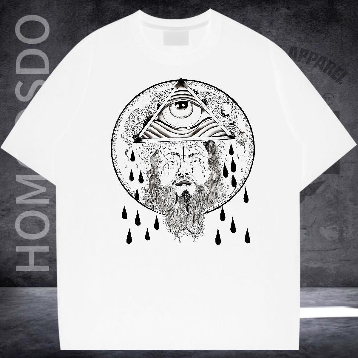 2024 Designer Man T Shirts eye of the devil Tops Shirt 230g Cotton High Street Hip Hop Cool DIY Breathable Men Clothes T-Shirt