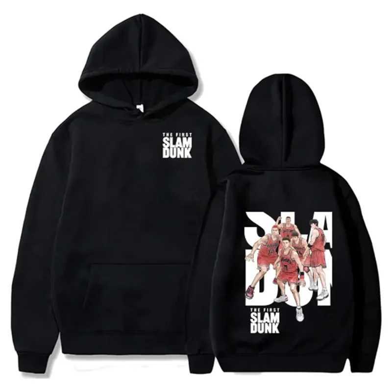 Anime Slam Dunk Hoodies de l pulver casual com capuz streetwear Hip Hop moletons Sakuragi Hanamichi Print Tops outonoXJ240812