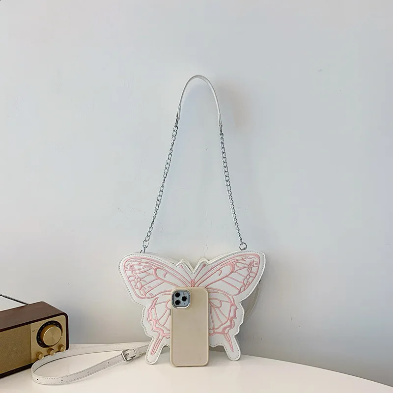 Women Butterfly Shape Shoulder Bag Fashion Embroidered Thread Single Shoulder Underarm Bag 240812
