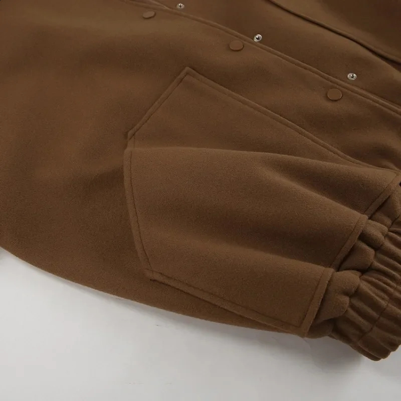 Womens Fashion Long Sleeve Brown Tweed Thick Coat Temperament Commuting Female Clothes Winter Women Elegant Loose Jacket 240812