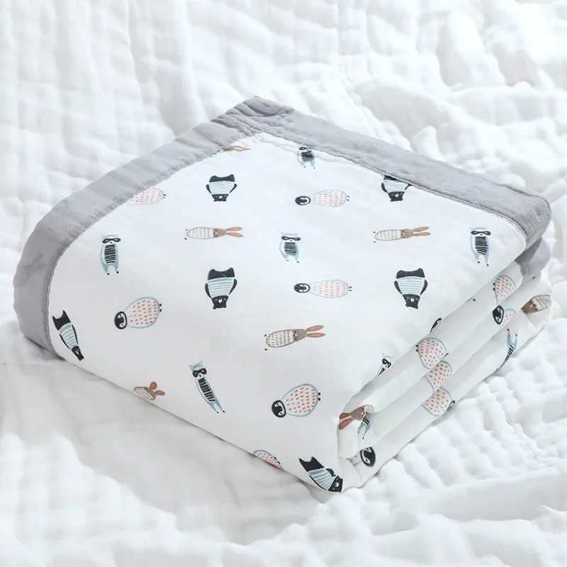 110x110cm Breathable Gauze Swaddle Package 6-Layer Baby Blanket 100% Cotton Baby Bath Towel BlanketW240810