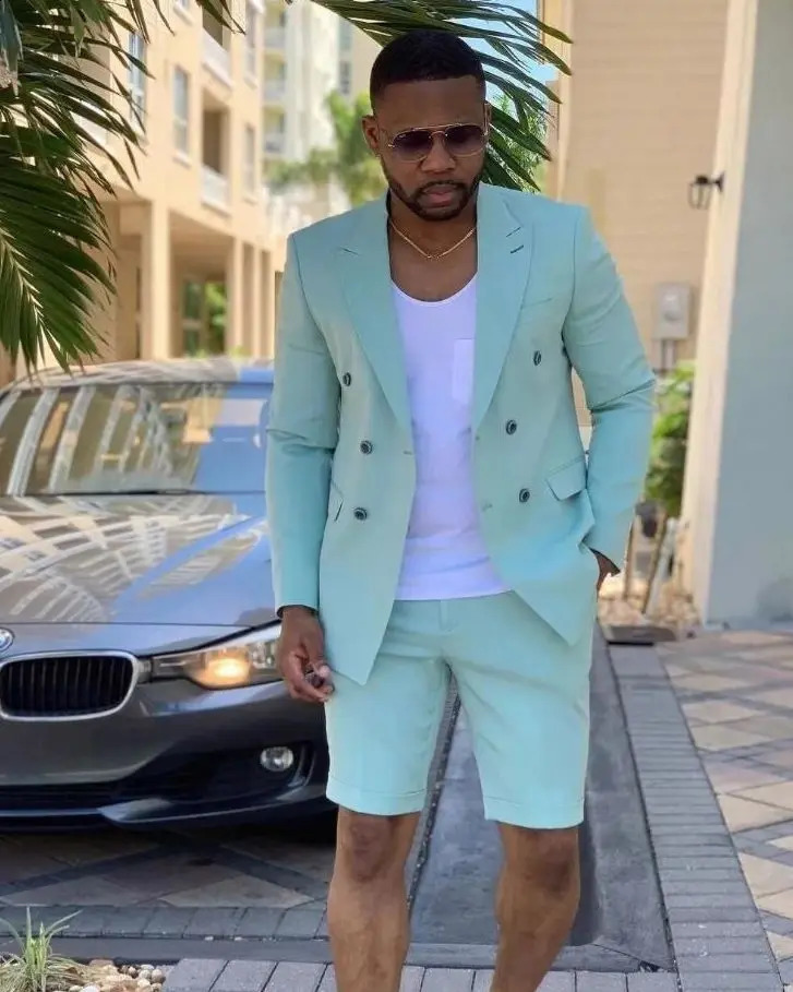 Mens Suits Summer Red Blazer Double Breasted Men With Short Pant Wedding Groom Prom Party Terno Masculino For Man Jacket 240812