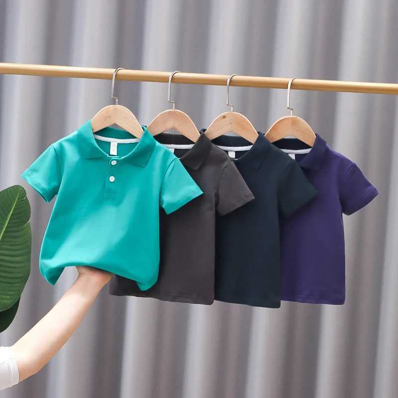 Children Lapel Short-sleeved Shirts 2022 Solid Color Baby Boys Girls POLO Shirt Big Kids Breathable Polo Shirts Wild TideXJ241225