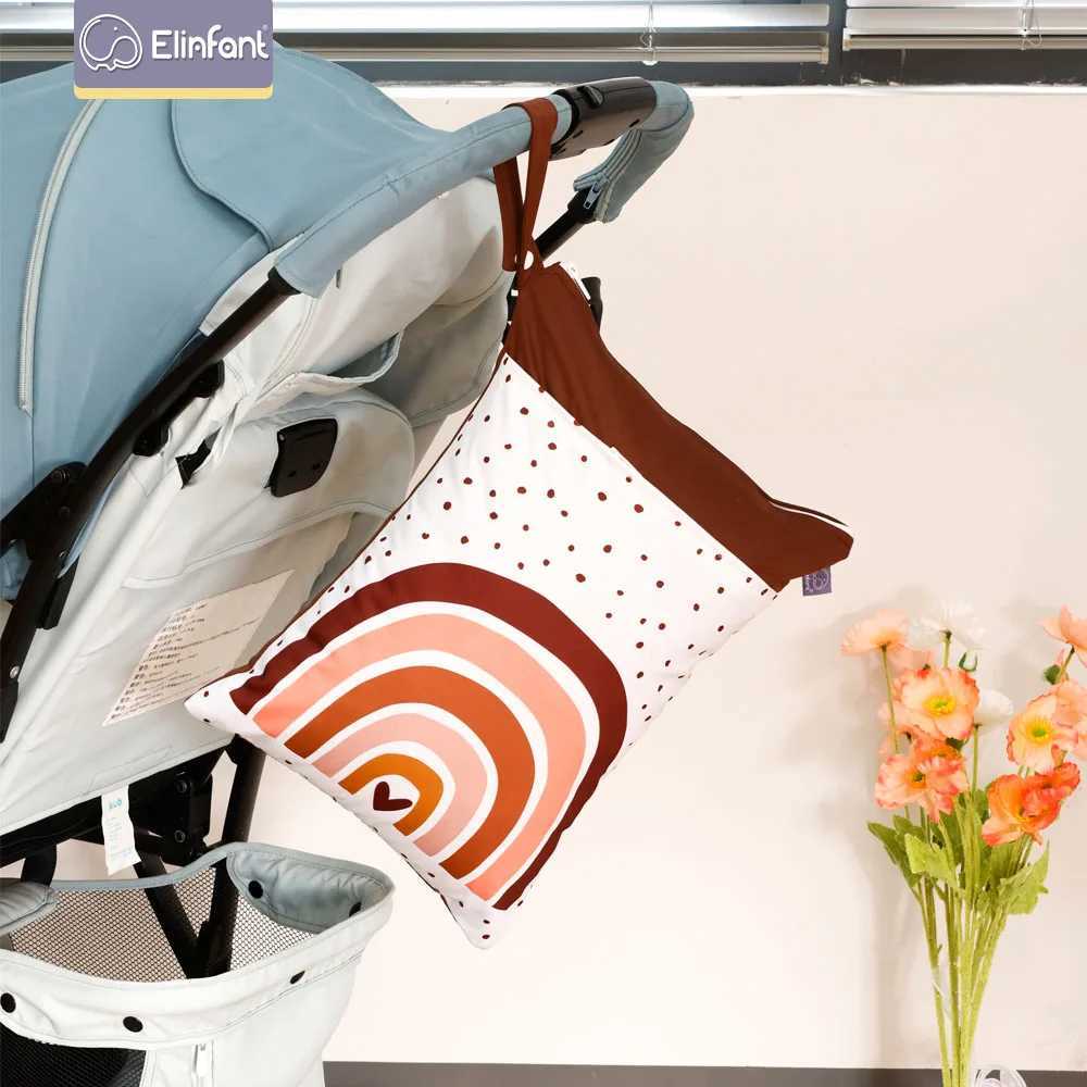 Elinfant Position digital printed wet dry bag with two zippers baby diaper bag waterproof and reusable W240812