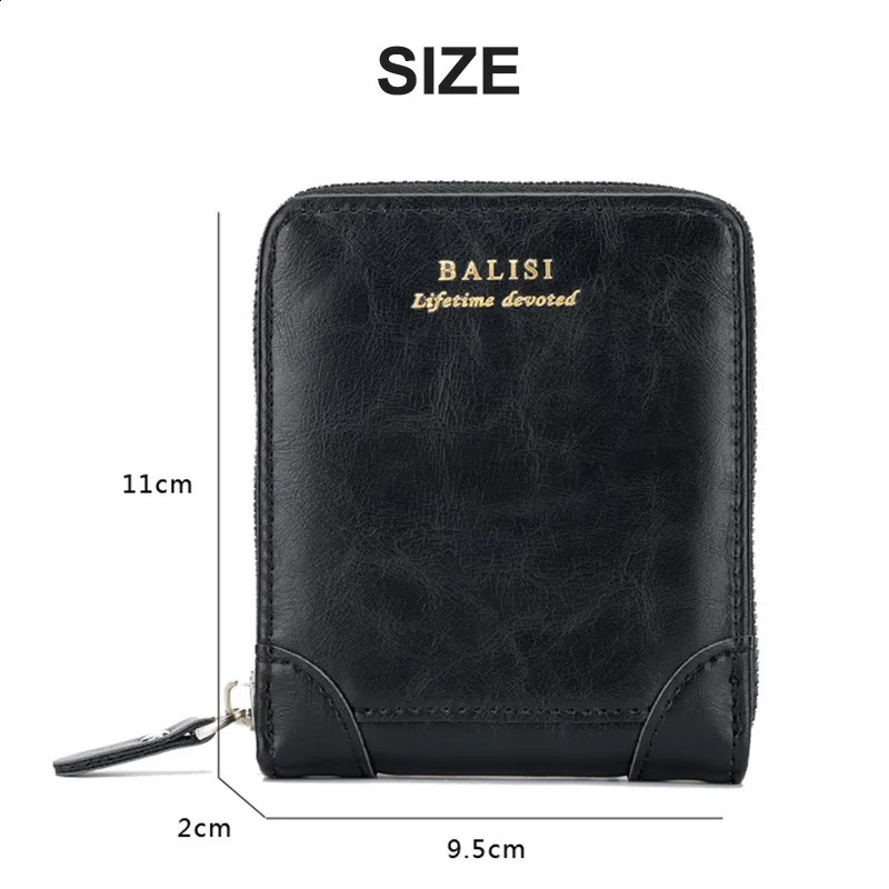 Mens Wallet PU Leather Zipper Retro Style Short Card Clip Coin Storage Money Bag A03 240810