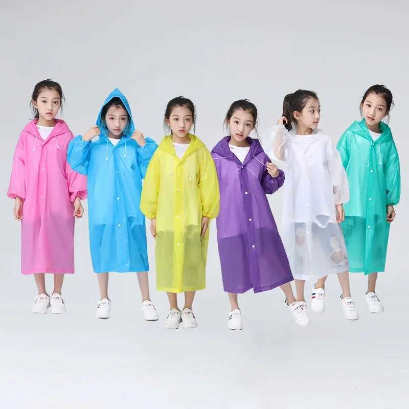 Fashion Childrens Raincoat High-quality EVA Waterproof Thickened Raincoat Outdoor Hiking Reusable Transparent Raincoat Y240810
