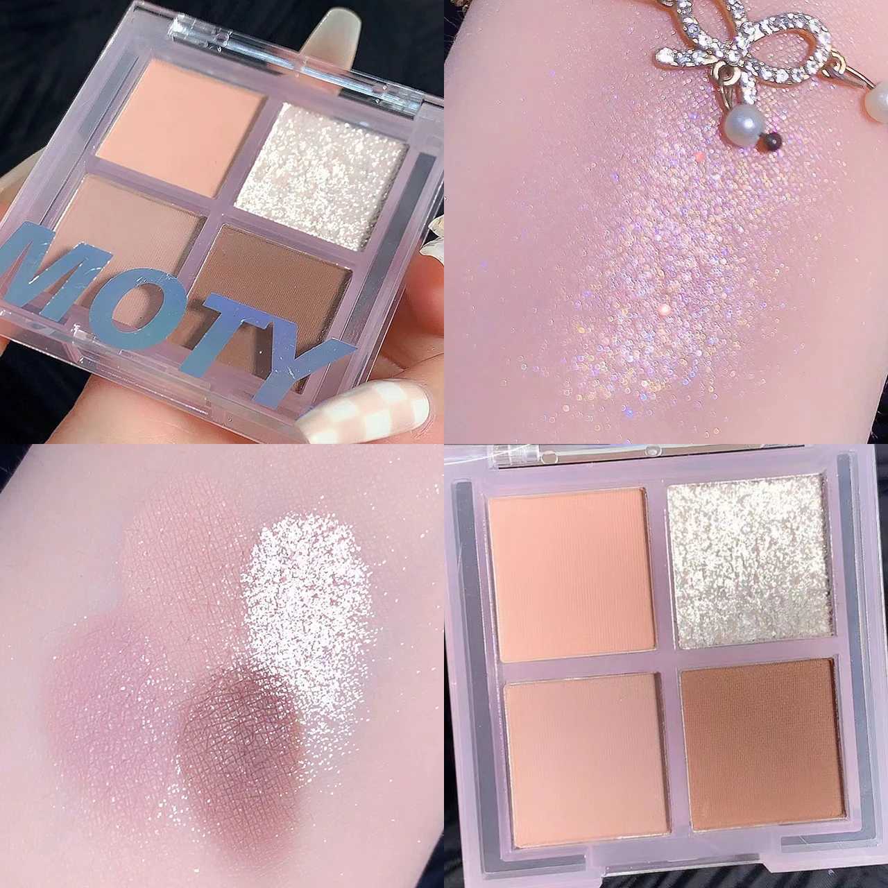 4-color matte eye shadow palette easy to color bare luminous eye shadow tray pigment luminous eye shadow makeupW241212