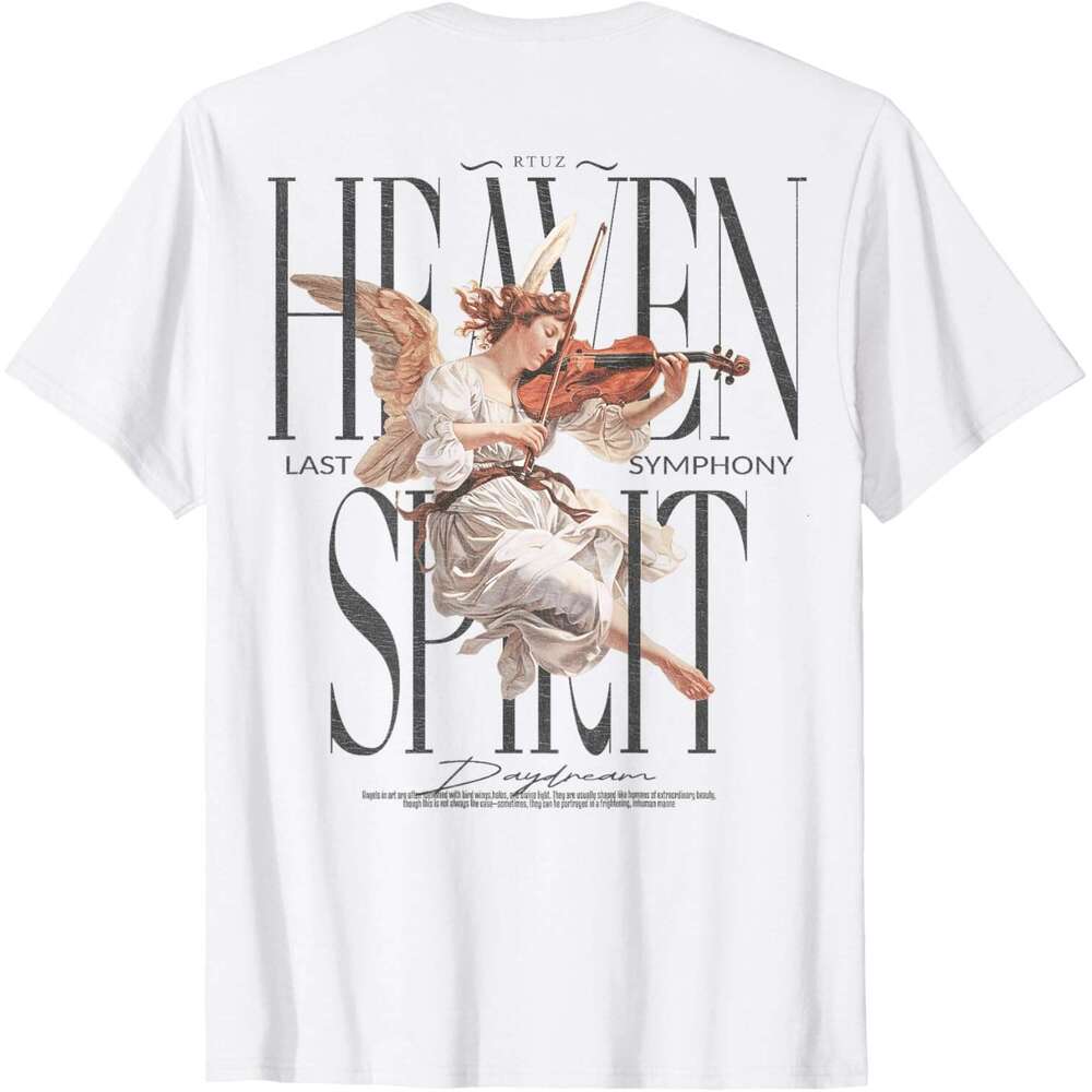 T shirt for Mens Angel Guardian backprint Angel Wings Holy Angel T-Shirt Shirts Tshirt Graphic Tee Casual Tops Clothes Short sleeve