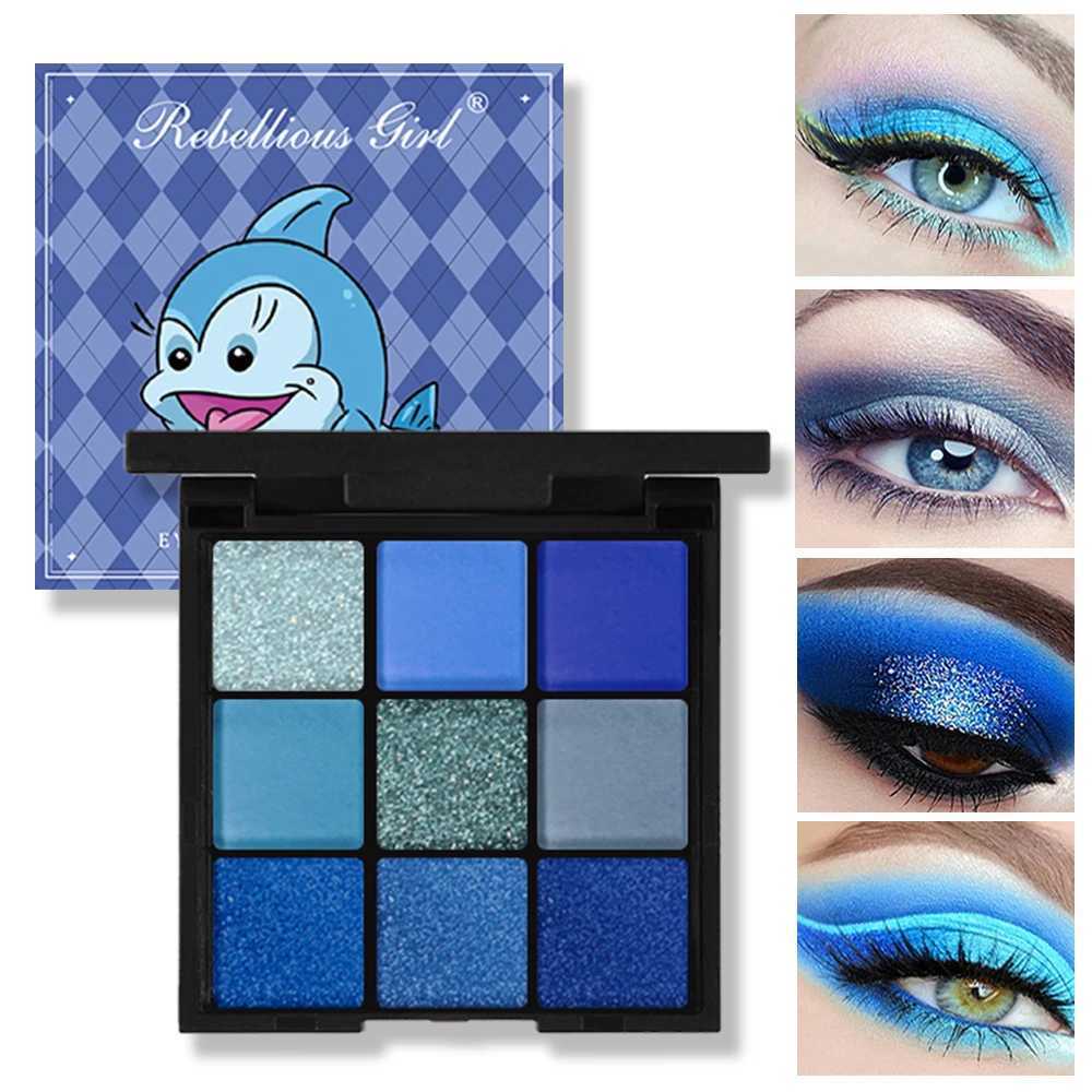 9-color dolphin blue anti sweat natural matte glitter eye shadow palette music festival cosmetics eye makeupW241212