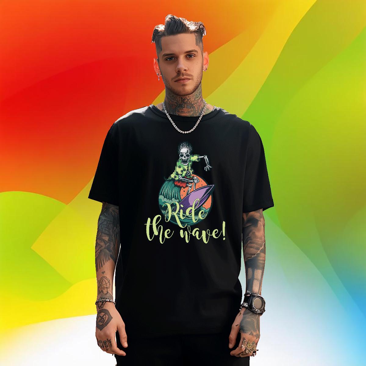 Customized T-Shirts for Men skull Tee Shirt 230g 100% Cotton Hip Hop Cool Anime Breathable Short Sleeve Tshirts