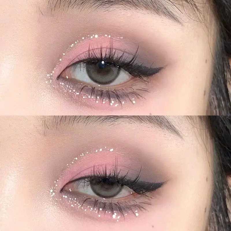 Pink Black Color Shimmer Eyeshadow Palette Glitter Sequins Shiny Eye Shadow Eye Pigments Millennial Style Girls Makeup PaletteW241212