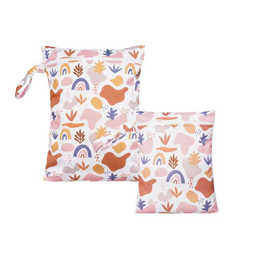 HappyFluttere 2PCS set with smooth zipper pockets for multi scenario use can be hung waterproof reusable diaper cover WetBag W240812