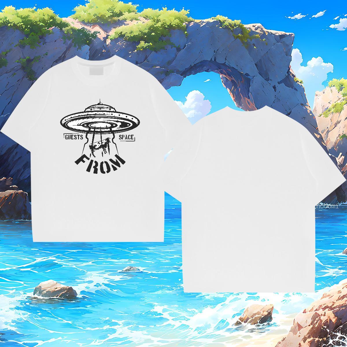 Loose Mens Tshirts UFO 230g Cotton Outdoor Breathable Crew Neck Man T Shirts Customized Print 2024 DIY Clothings