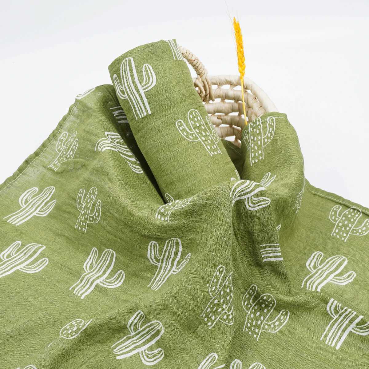 120x110cm 2-layer baby plain swadi blanket skin friendly and cute printed baby towel packaging bamboo cotton blanketW240810