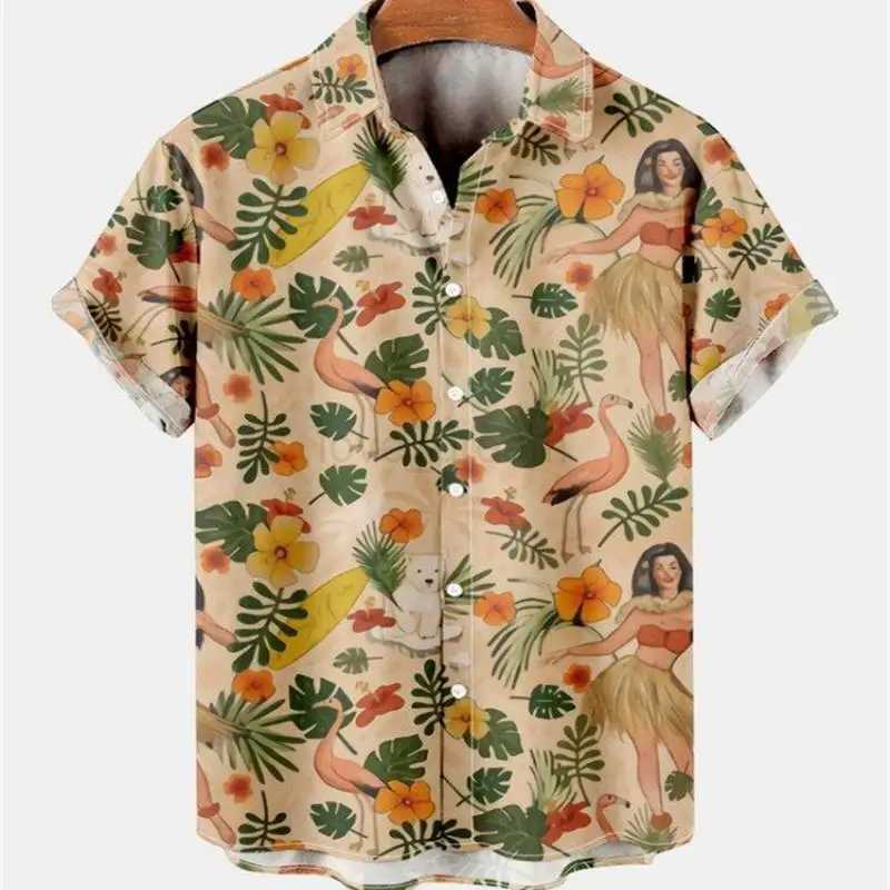 Flower Pattern Shirt For Mens Vintage Clothes Vacation Short Sleeve Floral Casual Social Oversized Printed Fashion Tops DaznXJ240812