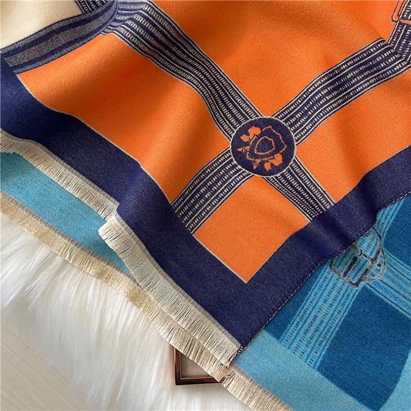 Autumn and winter scarves womens Pashmina shawls and wrapped cashmere blankets womens outdoor warm thick stools Bufanda 2023 new print W240810
