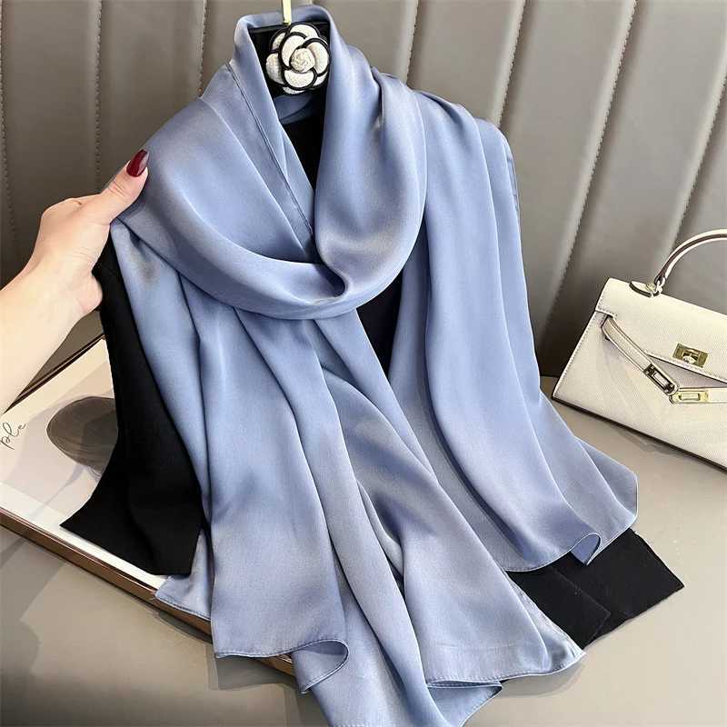 New 16 color solid silk scarf for women fashionable and high-quality soft scarf for women Foulard Bandana beach cover wrapped in luxury W240810