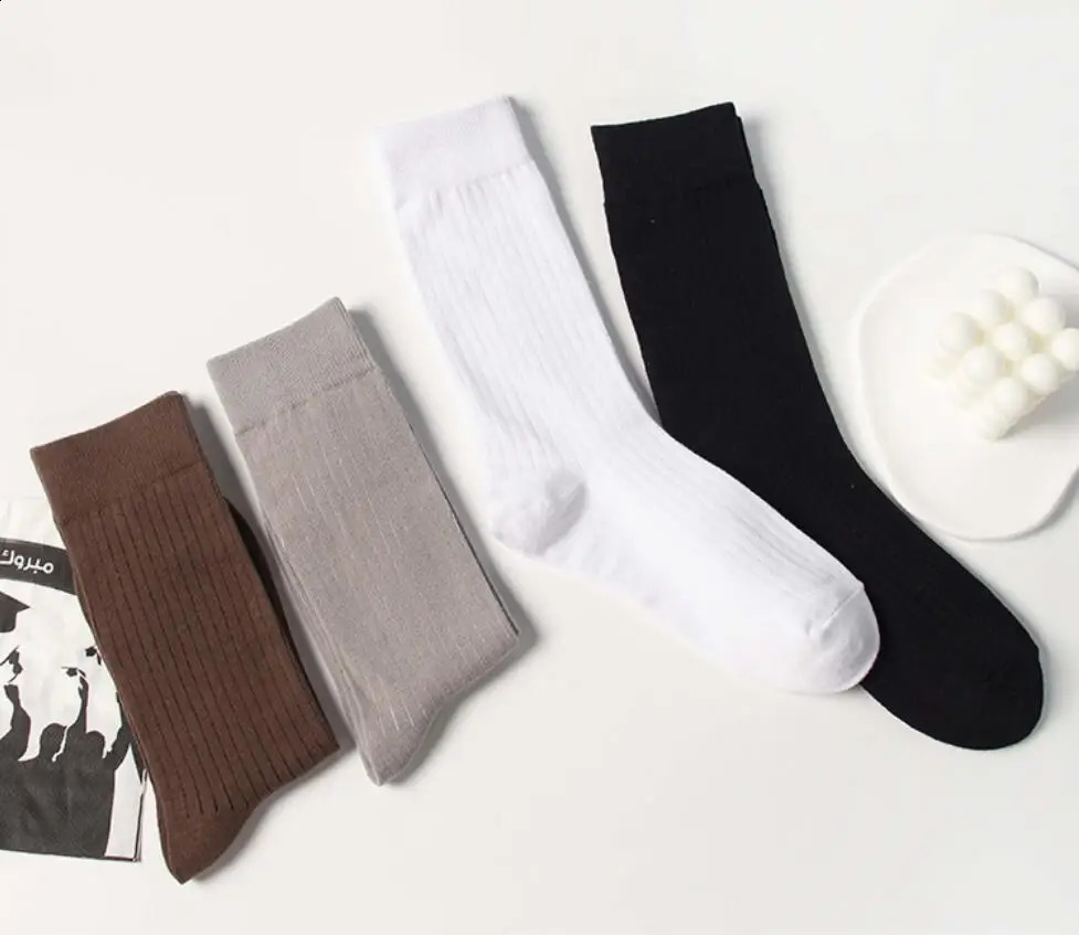 summer Fall Solid color simple vertical stripe socks Neutral socks student socks Cotton socks Wicking sweat and deodorant hi 240812