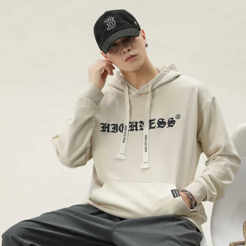 2024 New Hoodie Mens Autumn and Winter Fashion Loose Elastic Trendy Printed Street All-Match Long-Sleeved HoodieXJ240812