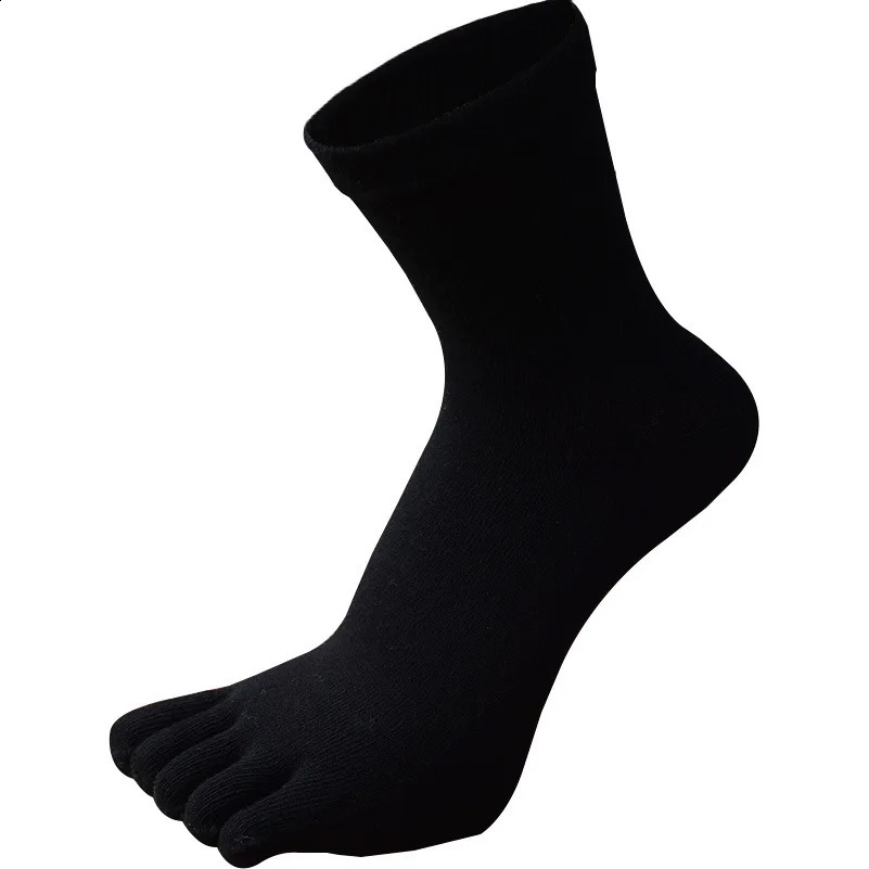 5 Pairs Large Size Thick Cotton Toe Socks for Men Autumn Winter Five Fingers Socks Black White Solid Casual Socks Plus Size 7-12 240812