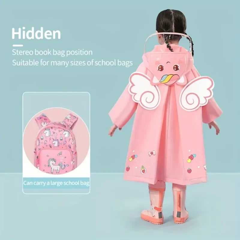 Stay Dry Comfy in the Rain Outdoor Cycling Kids Rain Poncho Hooded Jacket for Girls Boys! Y240810