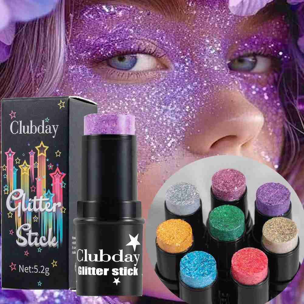 Purple glitter sequins stick multi-function face lip hair sequins body eye shadow gel music festival stage makeup decoration tools W240812
