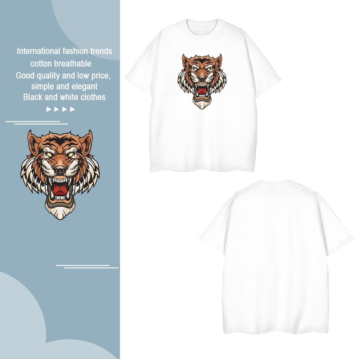 T-Shirts 230g Pure Cotton tiger Daily Outfit O Neck Short Sleeves Custom Printing Mens Tshirts Wholesale Free Shipping Wear