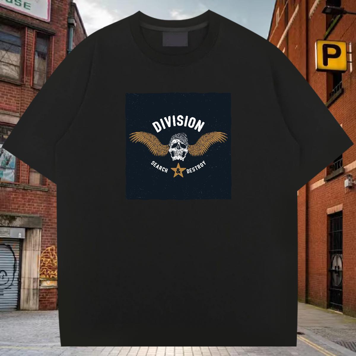 Casual New T shirt skull Tee Shirt 230g Pure Cotton Street Wear High Quality Skull Crew Neck Breathable Men Tshirts
