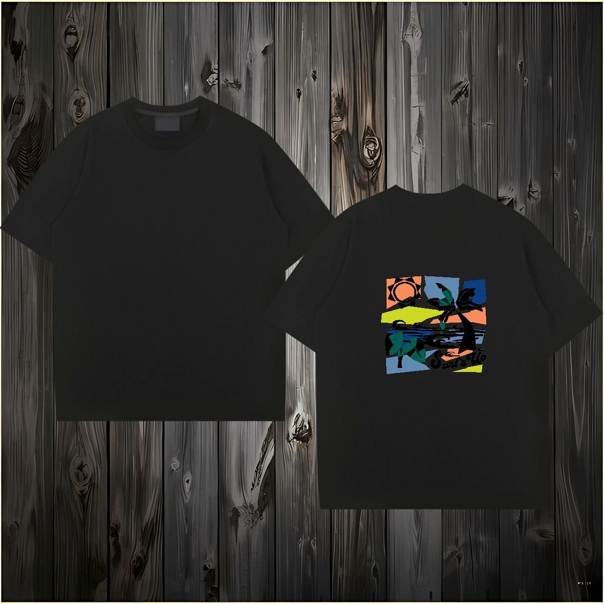 2024 DIY T shirt tree Tees Shirts 230g Pure Cotton Hip Hop Loose Black Oversized Breathable Soft Tshirts