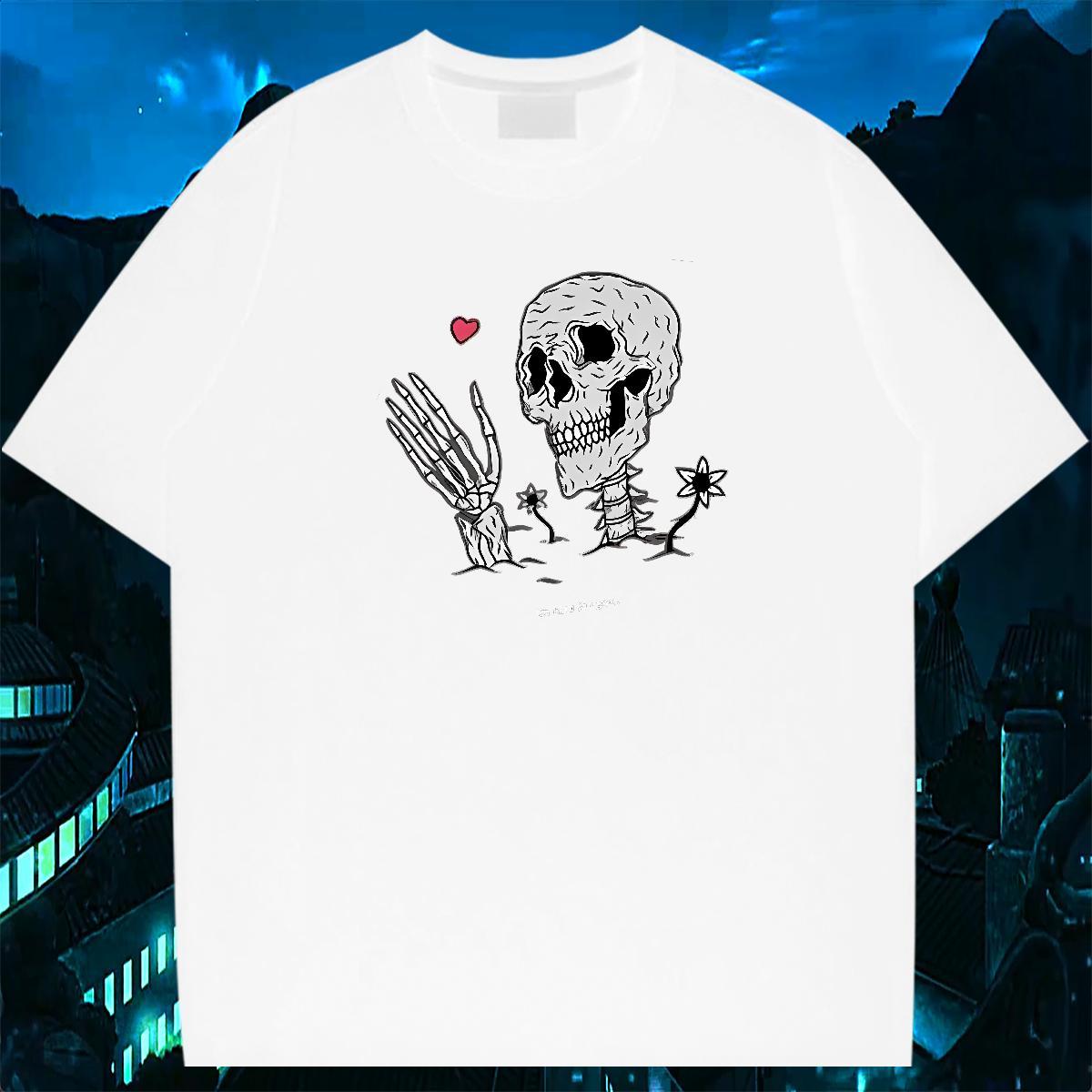 Designer Fashion T-Shirts skull Tops Shirt 100% Cotton 230g Casual Daily Wear Cool Graphic Crew Neck Breathable Men Tshirts