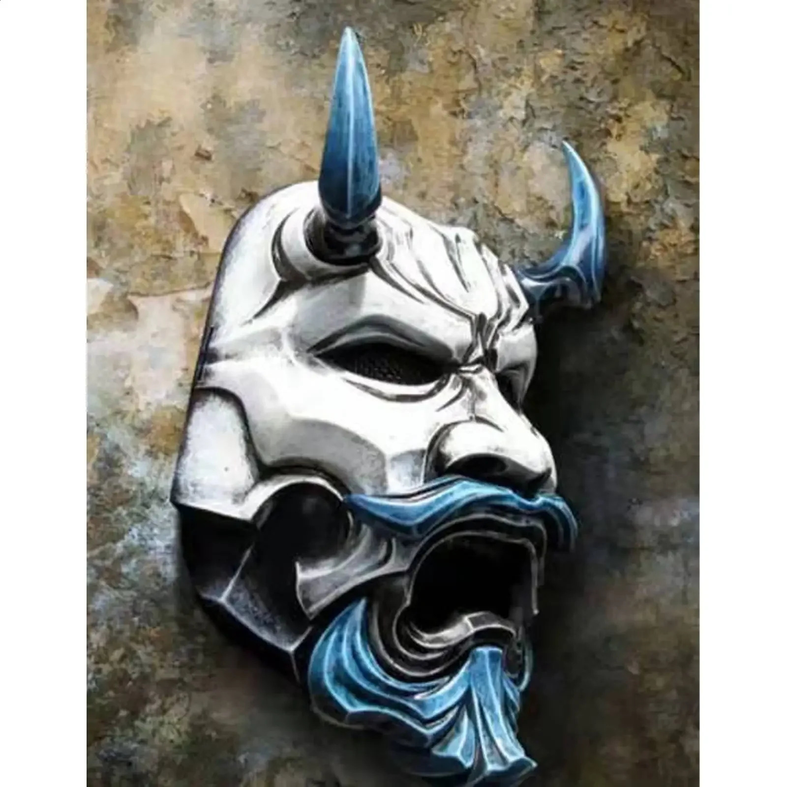 Adult unisex Halloween Japanese demon Haniya Oni samurai Kabuki monster latex mask cosplay prop Grimes party 240810