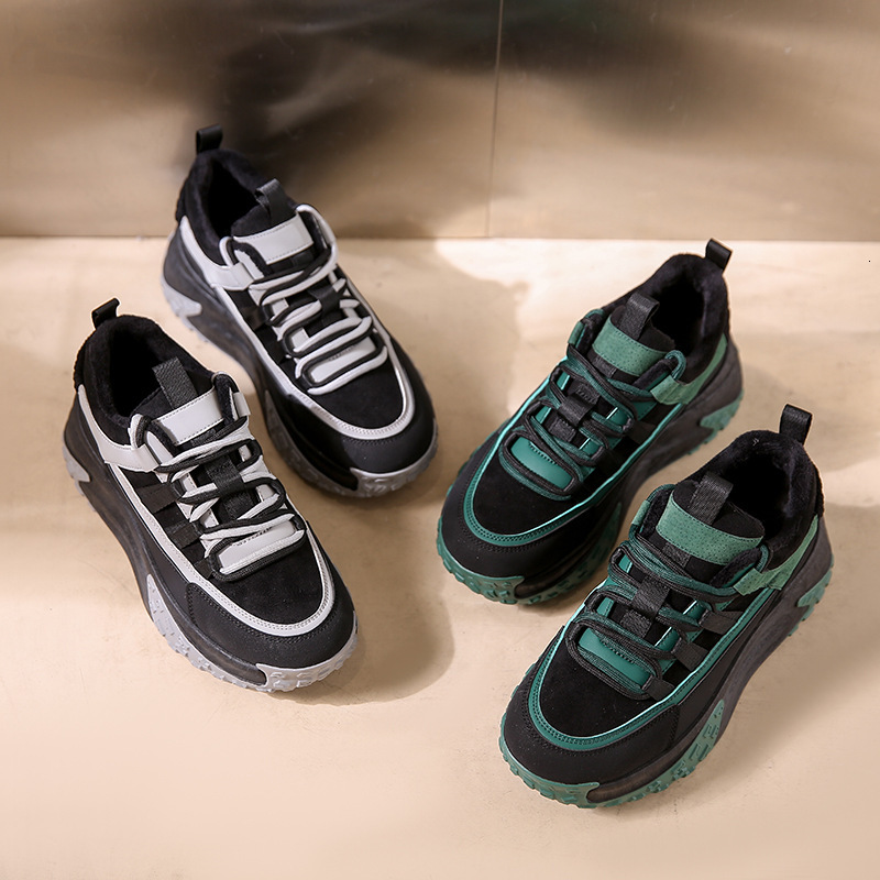 Ddmysports Winter New Thick Sole Dad Korean Edition Versatile Plush Casual Student Sports Cotton Shoes Female CZ Outdoor