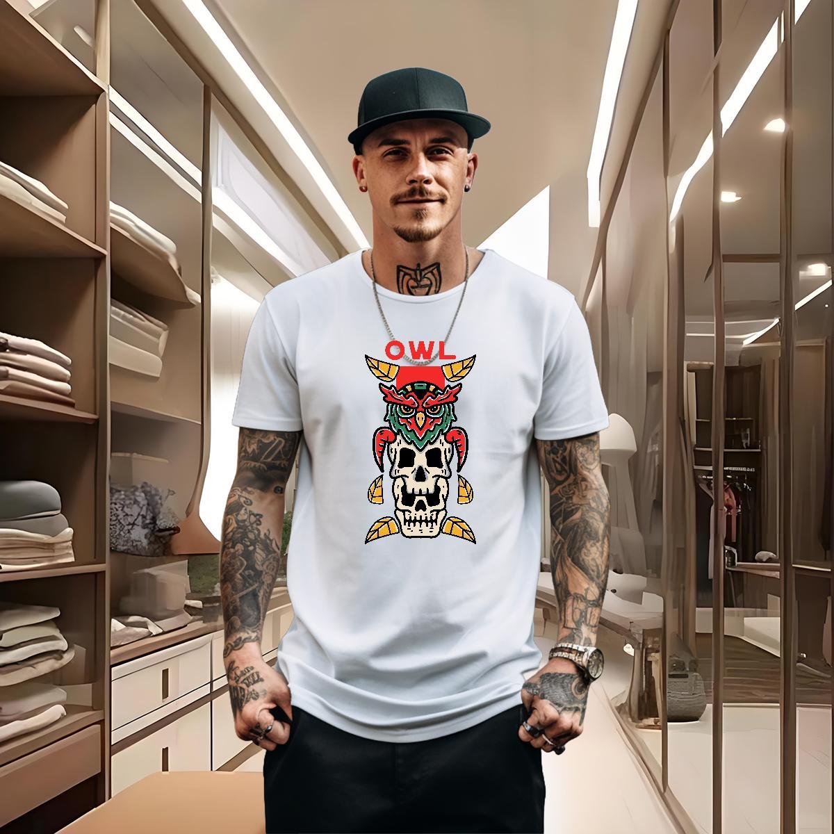 Classic T-Shirts skull Tops 100% Cotton 230g Daily Wear Popular Cartoon Print Crew Neck Breathable Tshirt for Man Woman