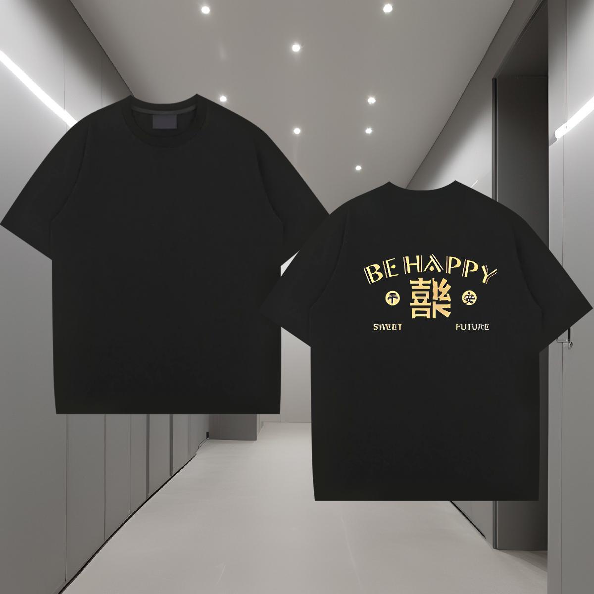 2024 Summer Mens T Shirts letter Tops Shirt 230g Cotton Sports Casual Loose Fit DIY Printed Breathable Short Sleeve Tshirts
