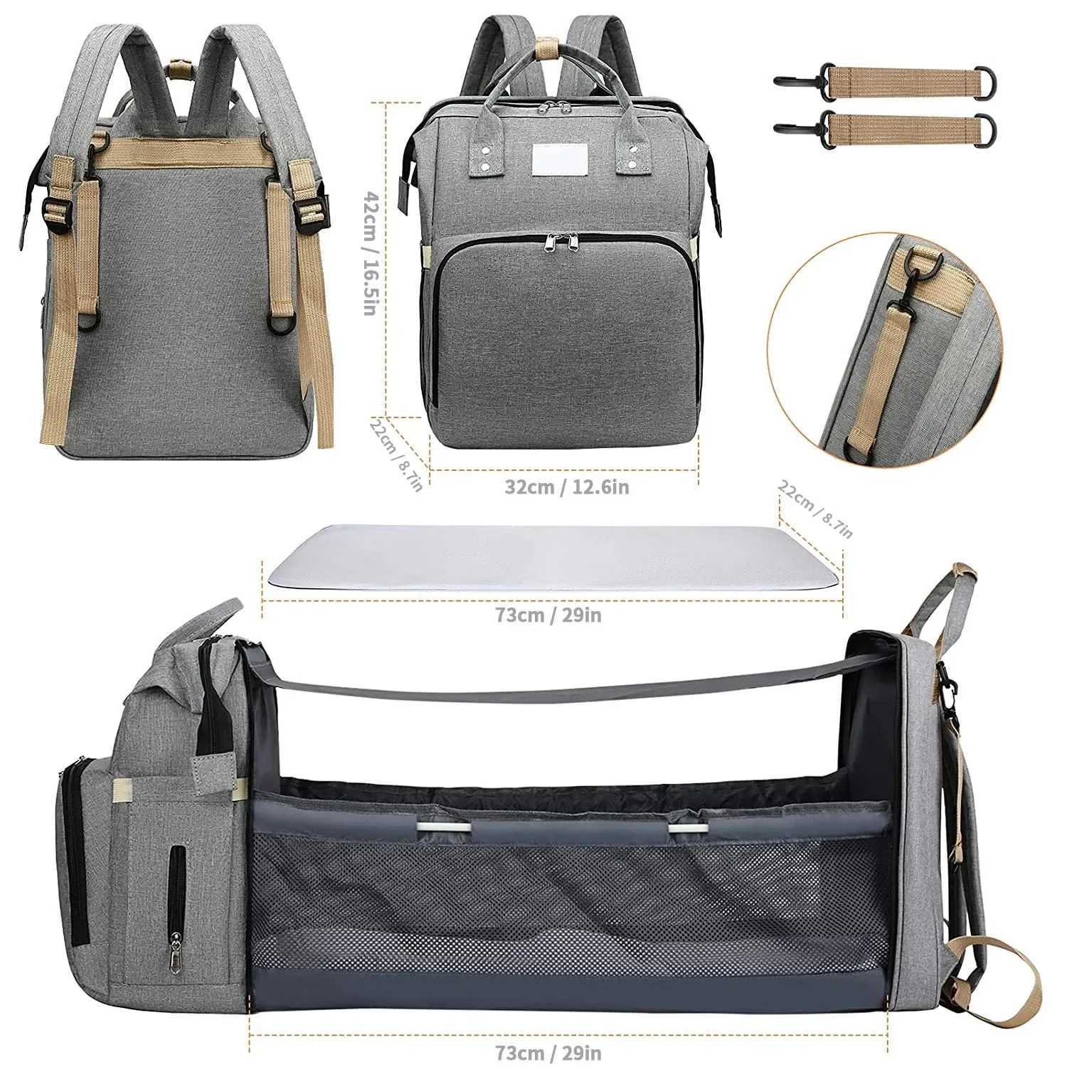 Folding Mom Bag Lightweight Folding Baby Bed Large Capacity Baby Backpack W240812