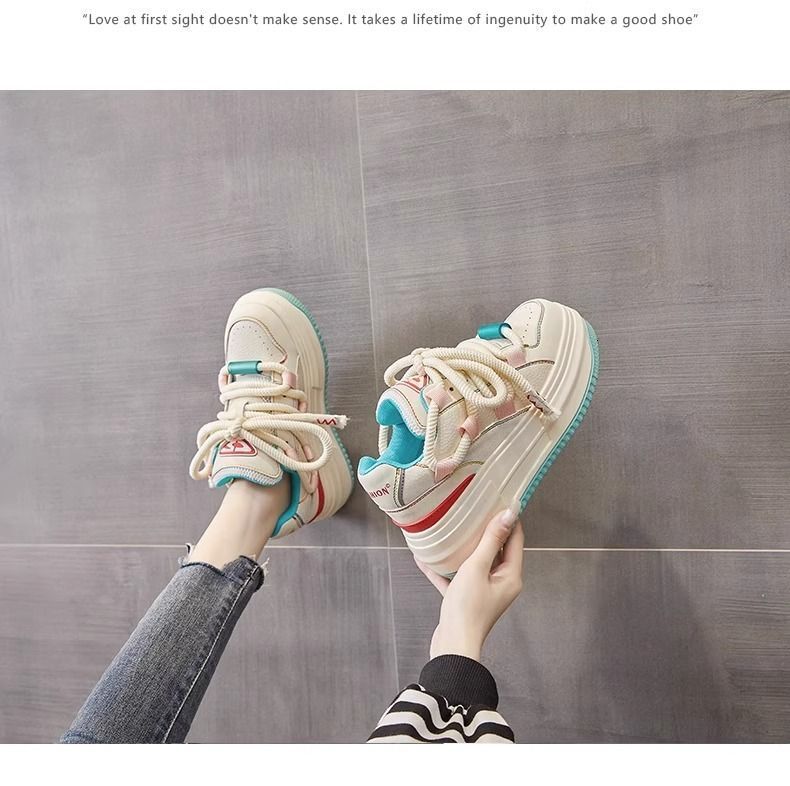 Internet Celebrity Height Increasing White For Women In Autumn New Thick Soled Sponge Cake Small Sports And Leisure Board Outdoor Shoes