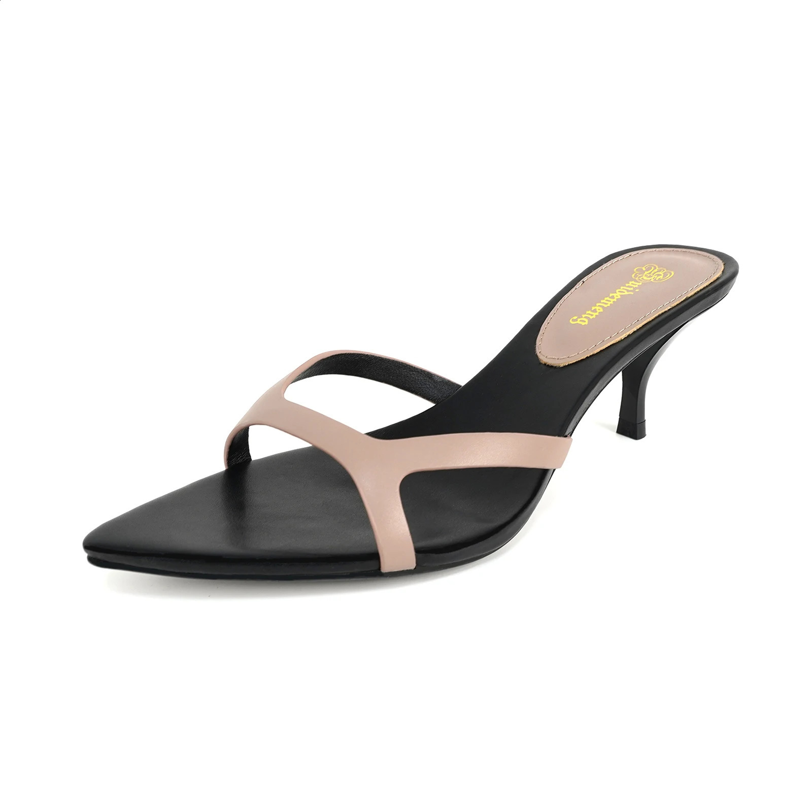 Elegant Womens High Heels Plus Size 35-44 Genuine Leather Party Shoes Pointed Open Toe Thin Heel Womens Slippers Summer 240809