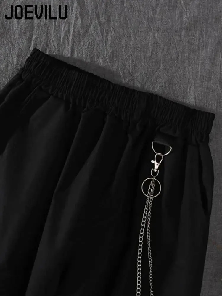 2PCs Streetwear Outfits Loose Long Sleeve Shirt Ribbon Chain Cargo Pants 2 Piece Sets Korean Casual Unisex Couple Suit y240815 - view 6