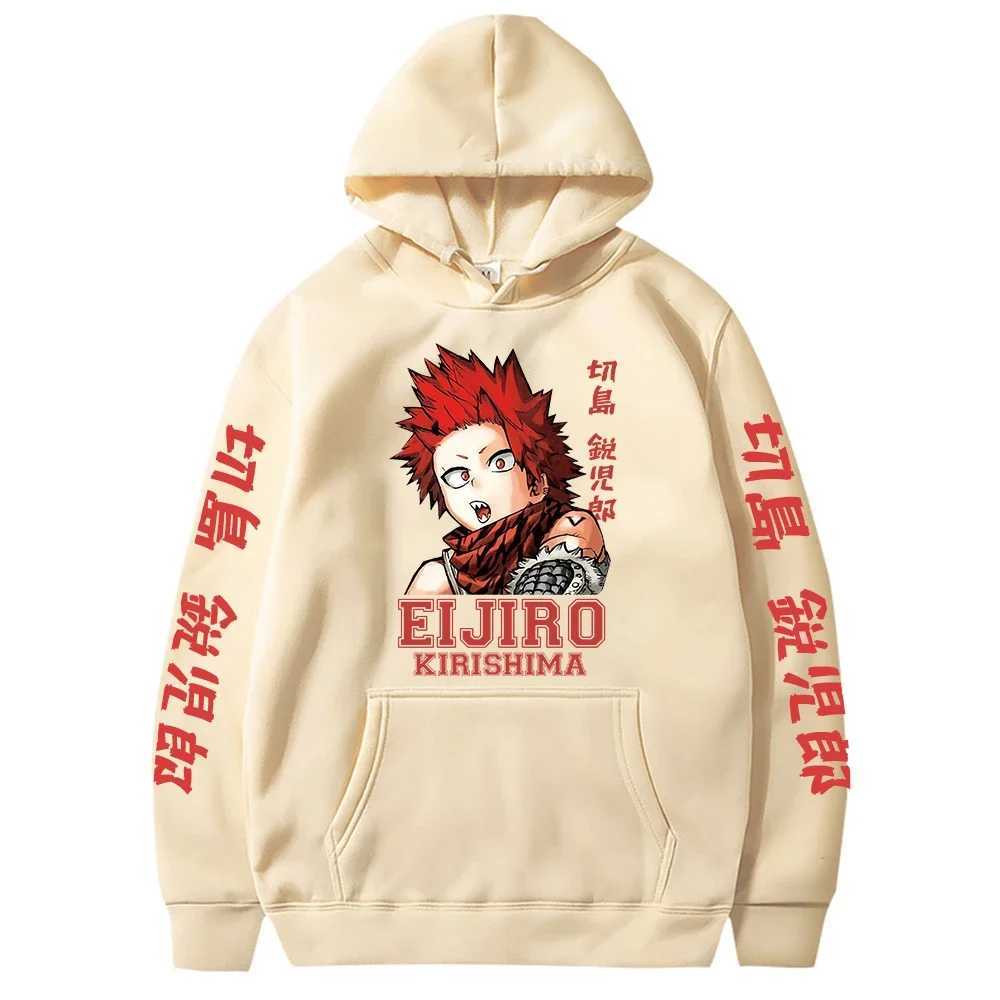 My Hero Academy Hoodie Mens Harajuku Eijiro Kirishima Hoodie Sportswear Y2K Casual Hip Hop Street Clothing Zipper Shirt TopW240724